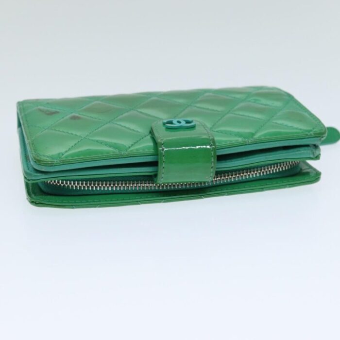 chanel wallet enamel green cc auth 78915 7938