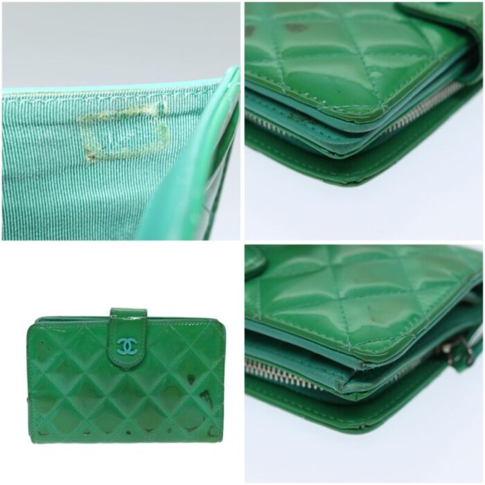 chanel wallet enamel green cc auth 78915 7992