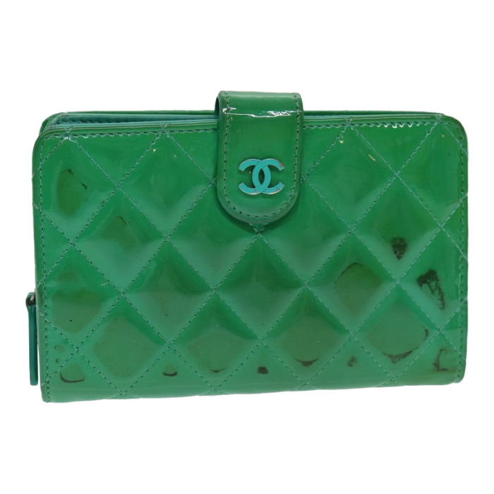 chanel wallet enamel green cc auth 78915 9232