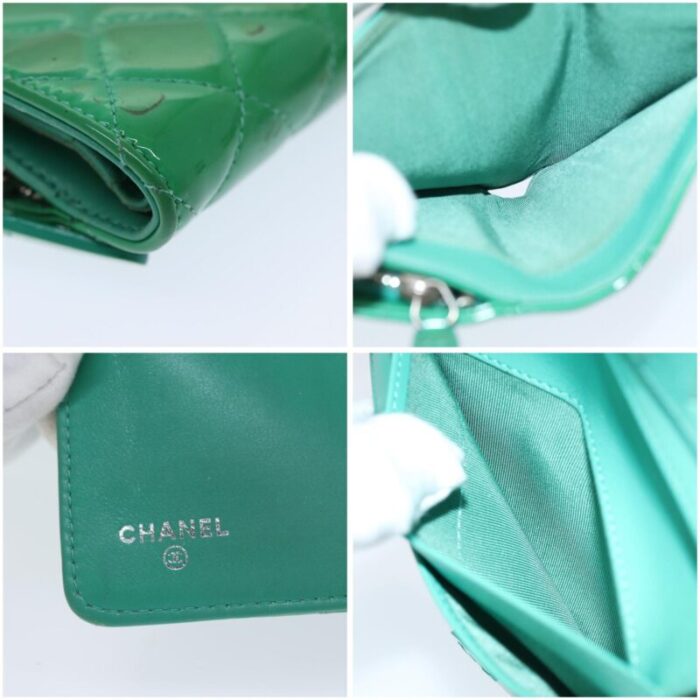 chanel wallet enamel green cc auth 78915 9271