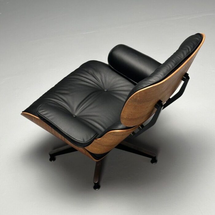 charles and ray eames mid century modern eames lounge chair black leather wood 0329