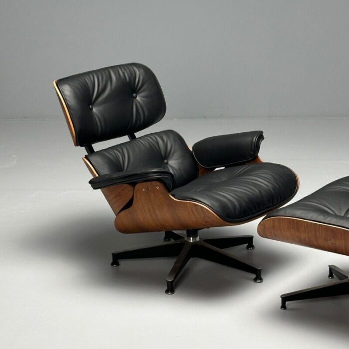 charles and ray eames mid century modern eames lounge chair black leather wood 4453