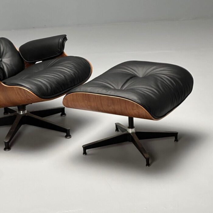 charles and ray eames mid century modern eames lounge chair black leather wood 9828