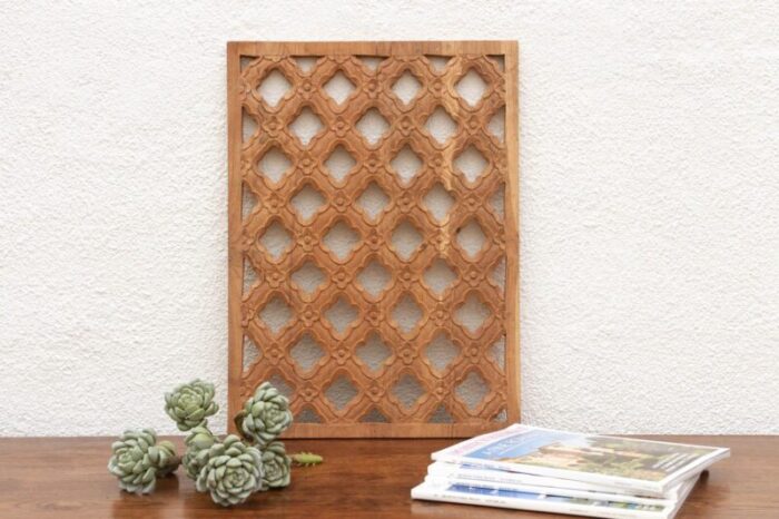 charming hand carved teak moorish panel 7678