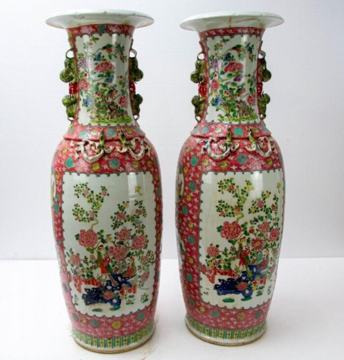 chinese rose porcelain vases set of 2 1