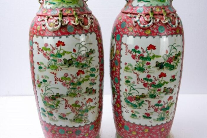 chinese rose porcelain vases set of 2 19