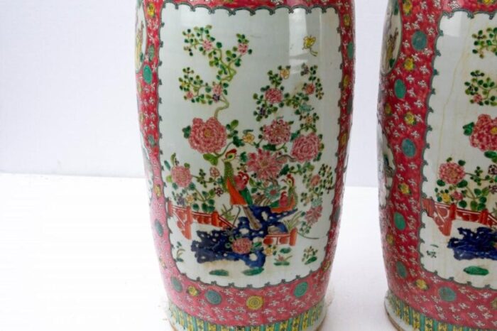 chinese rose porcelain vases set of 2 3