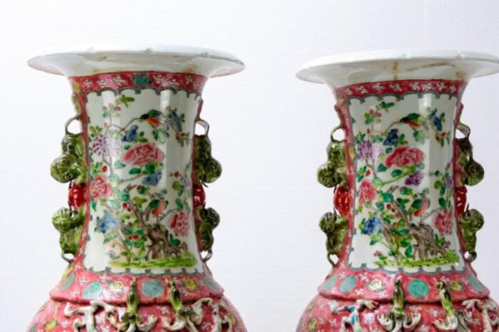 chinese rose porcelain vases set of 2 4