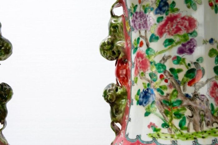 chinese rose porcelain vases set of 2 7