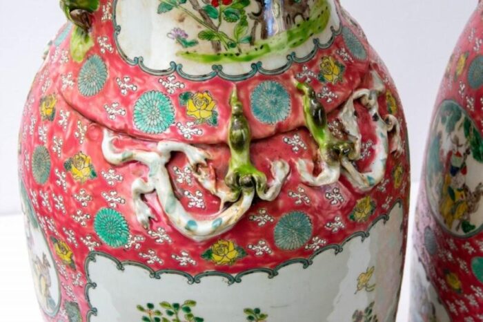 chinese rose porcelain vases set of 2 9