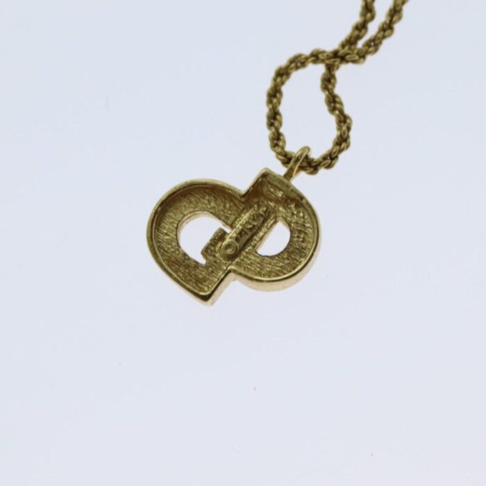 christian dior necklace metal gold auth yk13067 9395