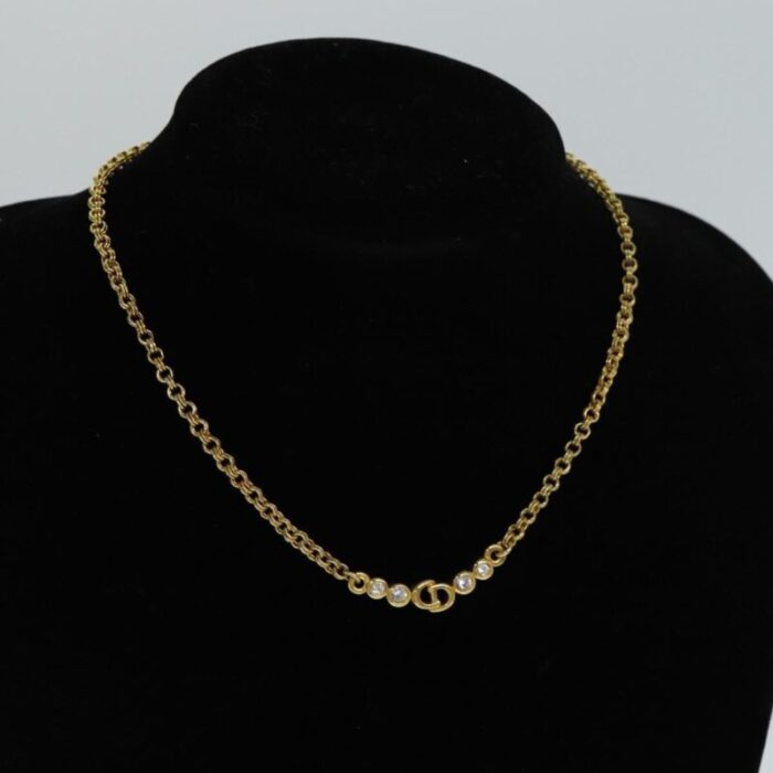 christian dior necklace metal gold auth yk13073 1594