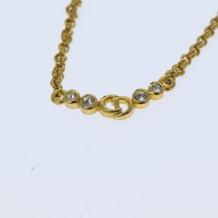 christian dior necklace metal gold auth yk13073 7783