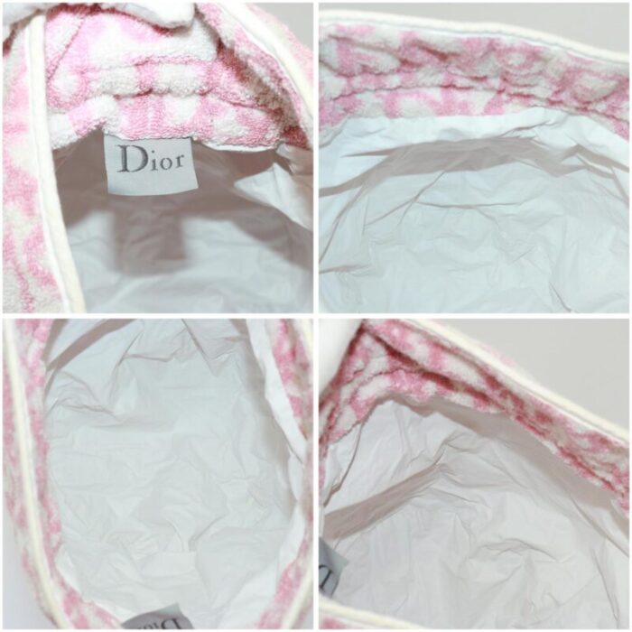 christian dior trotter canvas purse hand bag pile pink auth 75799 5893