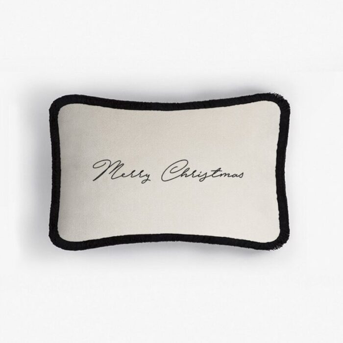 christmas happy pillow in black and white from lo decor 3