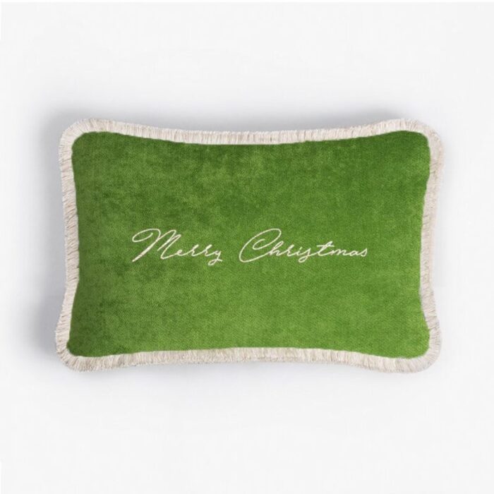 christmas happy pillow in green and white from lo decor 1