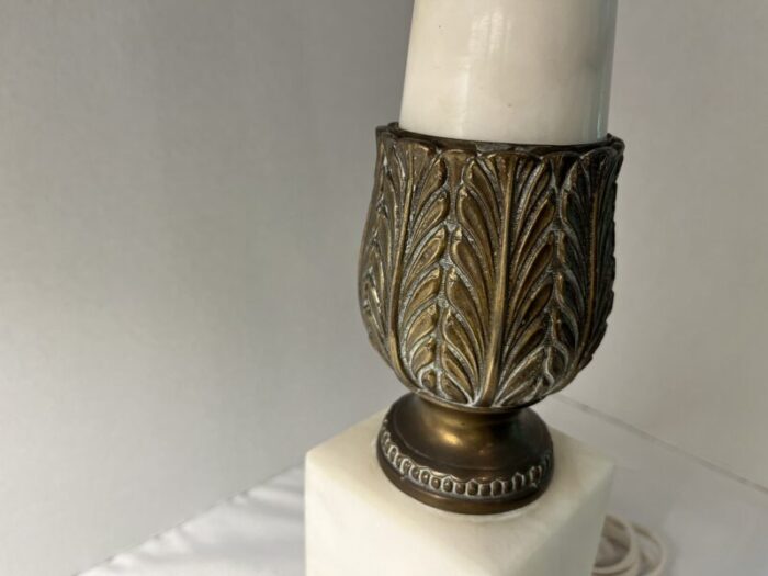 circa 1920s alabastermarble and bronze table lamp with gilt bronze details 6845