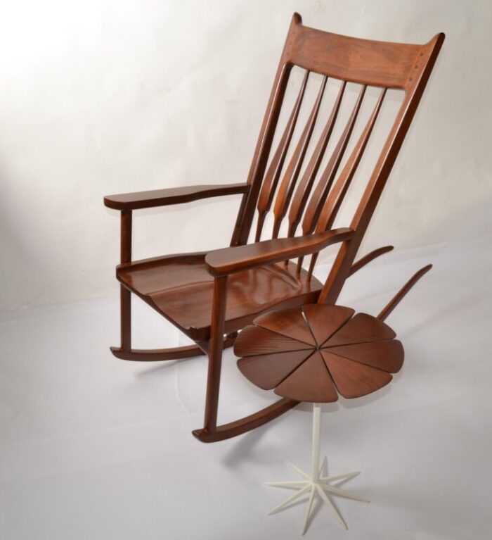 circa 1980s american walnut arts and crafts sam maloof style sculptural rocking chair 0638