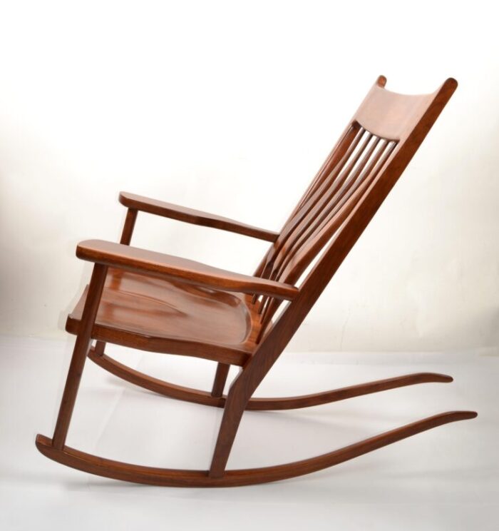 circa 1980s american walnut arts and crafts sam maloof style sculptural rocking chair 1020