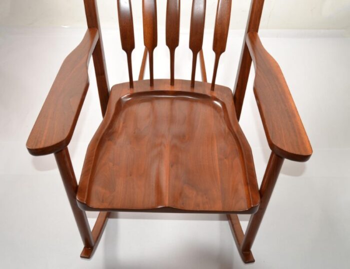 circa 1980s american walnut arts and crafts sam maloof style sculptural rocking chair 5664