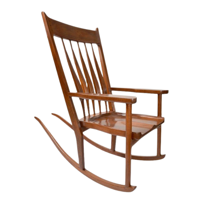 circa 1980s american walnut arts and crafts sam maloof style sculptural rocking chair 9685