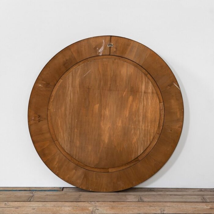 circular frame in brass and wood wall mirror for marelli 1950s 6