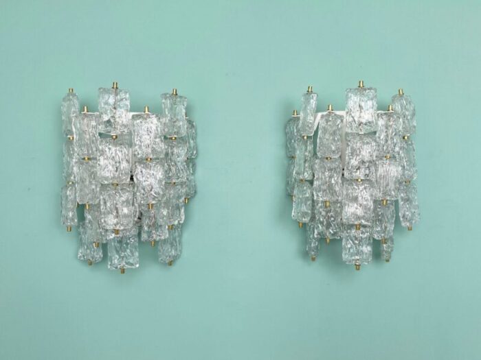 clear murano glass wall lamps by barovier and toso 1960s set of 2 1636