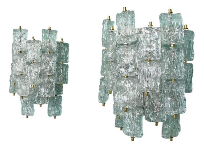 clear murano glass wall lamps by barovier and toso 1960s set of 2 3808