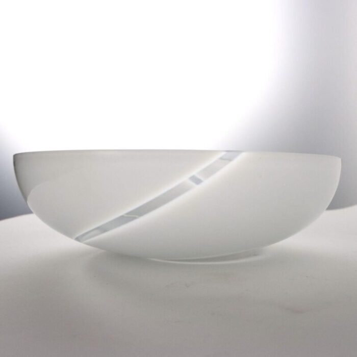 colorless and milky glass ball bowl italy 1970s 3