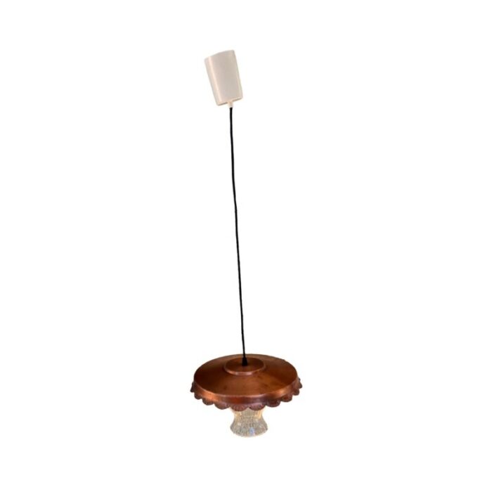 copper rustic hanging lamp veb narva leuchten germany 1970s 4415