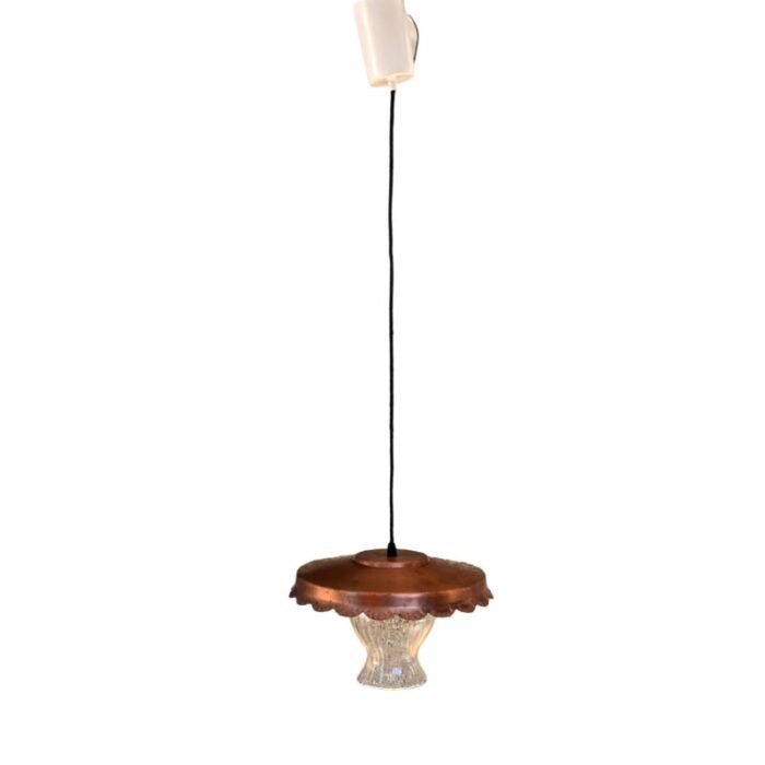 copper rustic hanging lamp veb narva leuchten germany 1970s 6851