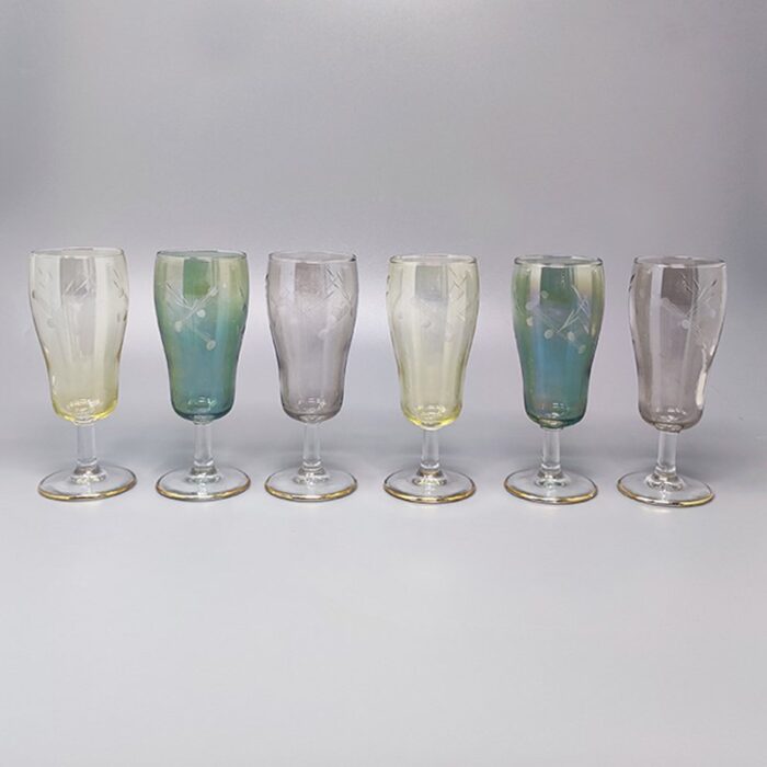 crystal glasses italy 1960s set of 6 2