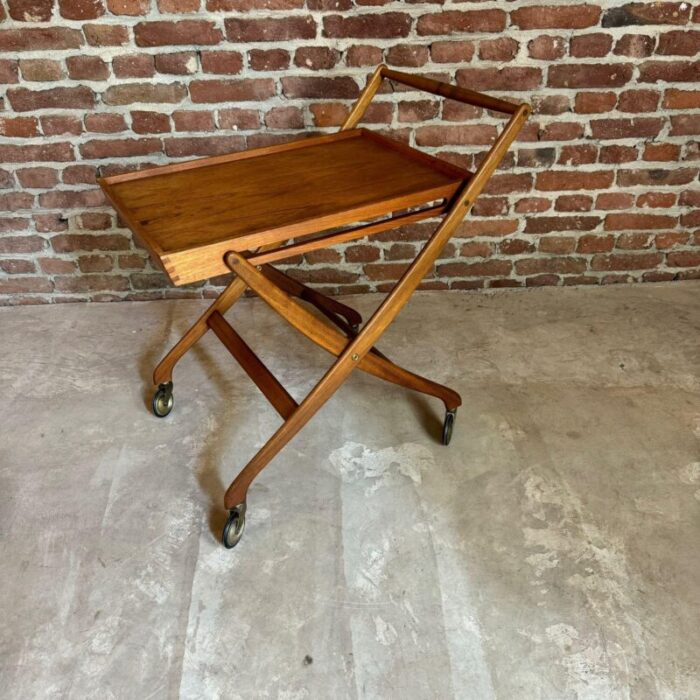 danish foldin serving trolley in teak 1960 0871