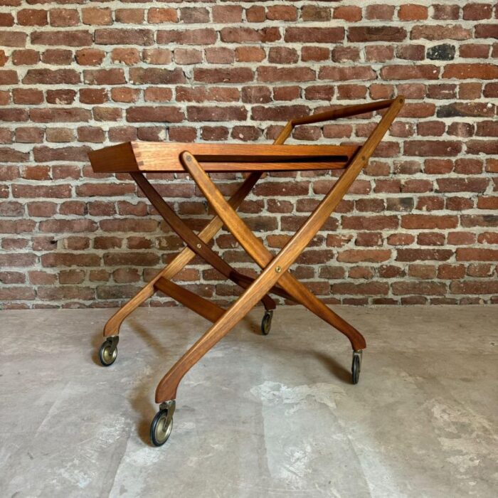 danish foldin serving trolley in teak 1960 2215