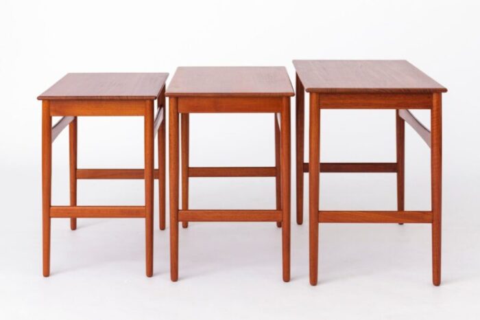 danish teak nesting tables by hans wegner 1960s set of 3 0168