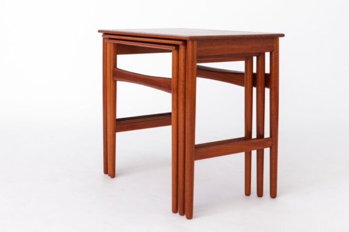 danish teak nesting tables by hans wegner 1960s set of 3 0327