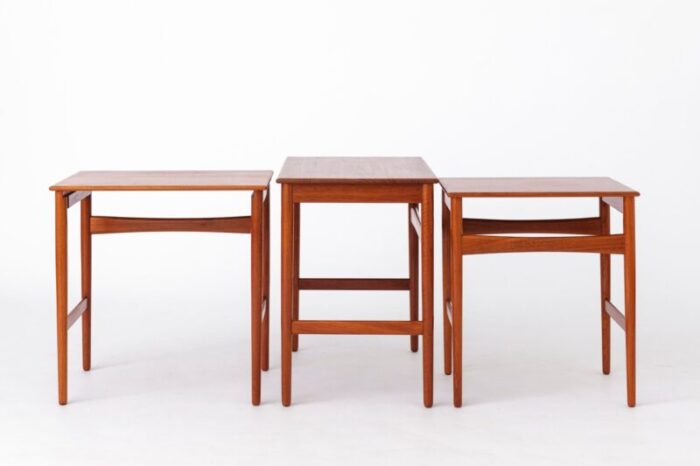 danish teak nesting tables by hans wegner 1960s set of 3 4525