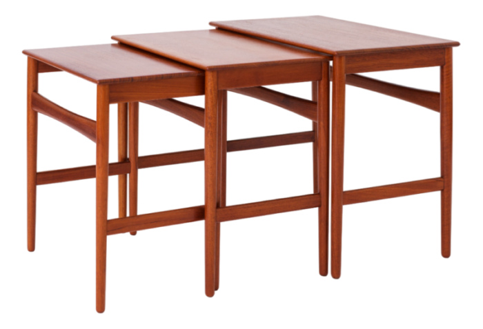 danish teak nesting tables by hans wegner 1960s set of 3 6714