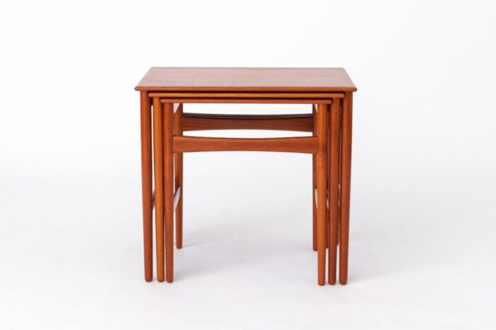 danish teak nesting tables by hans wegner 1960s set of 3 6795