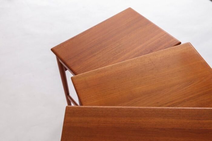 danish teak nesting tables by hans wegner 1960s set of 3 8407