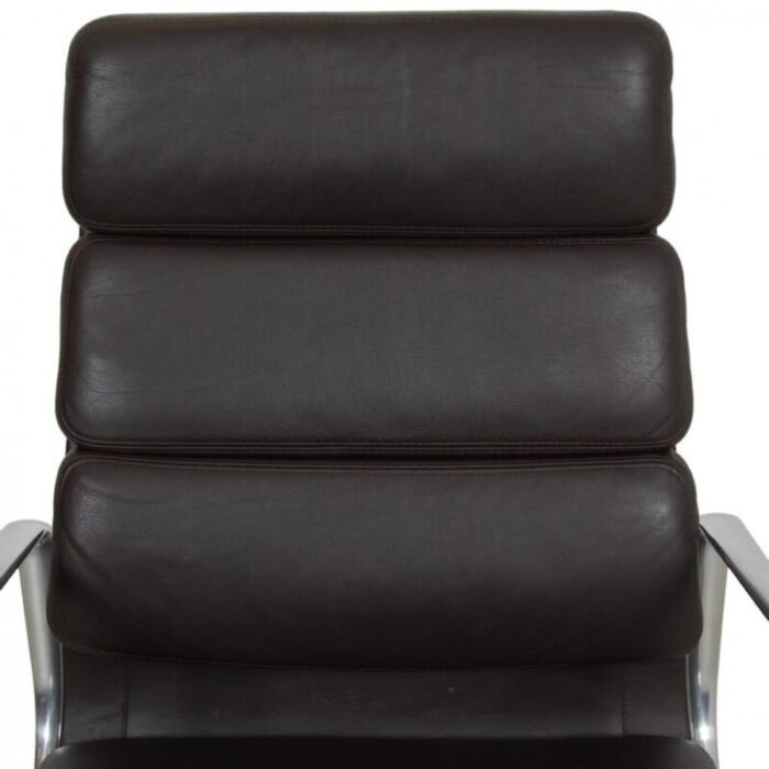 ea 219 desk chair in dark brown leather by charles eames 0494