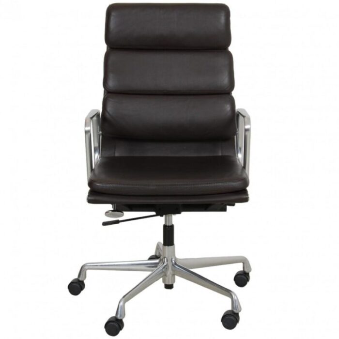 ea 219 desk chair in dark brown leather by charles eames 1595