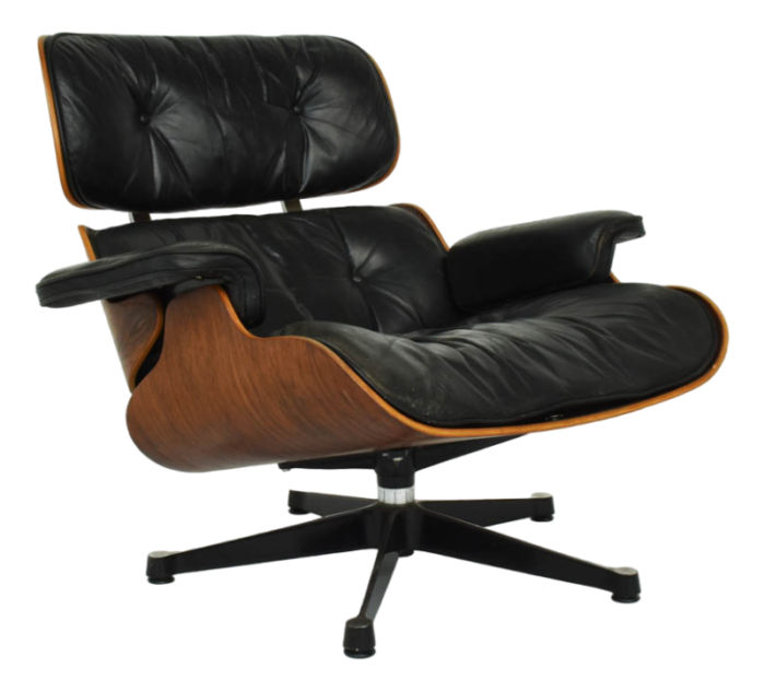 eames lounge chair in rosewood and patinate black leather by herman miller 1956 4253