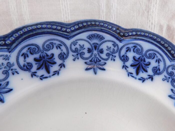 early 1900s johnson brothers flow blue rimmed serving bowl in regent 0599