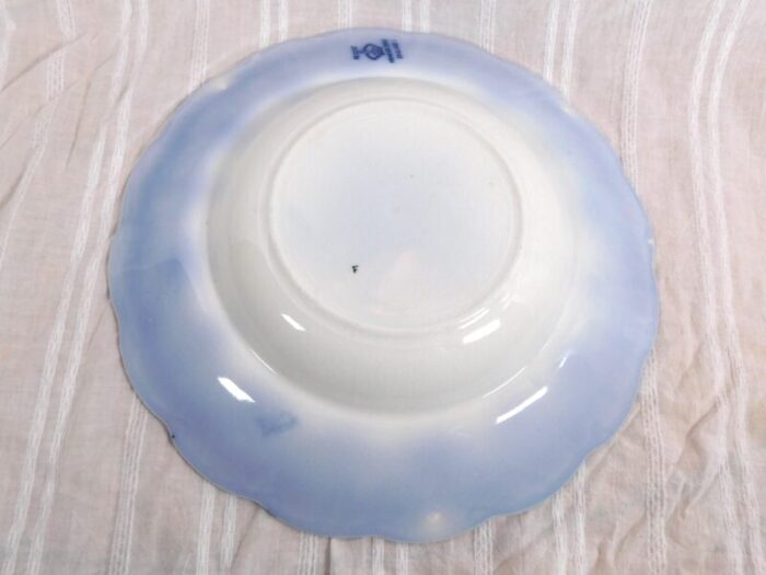 early 1900s johnson brothers flow blue rimmed serving bowl in regent 9630