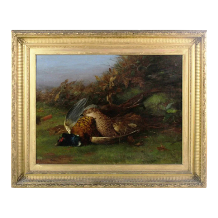 early 1900s tom hayward pheasant landscape framed 5393