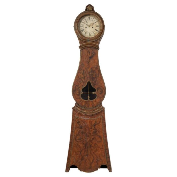 early 19th century swedish faux paint long case clock 1