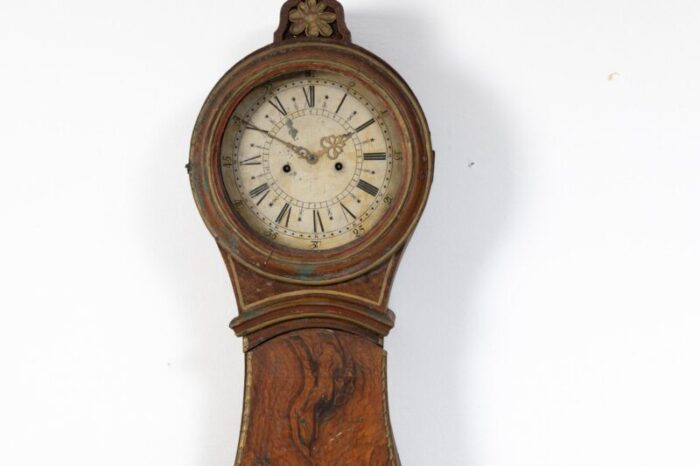 early 19th century swedish faux paint long case clock 10