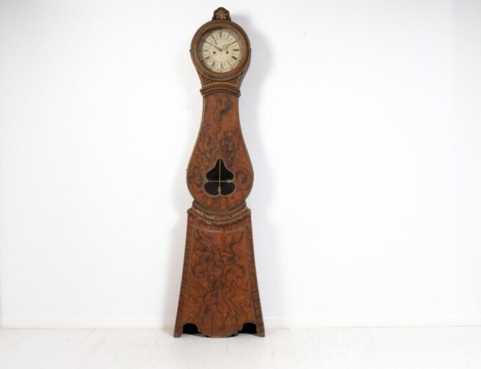 early 19th century swedish faux paint long case clock 2