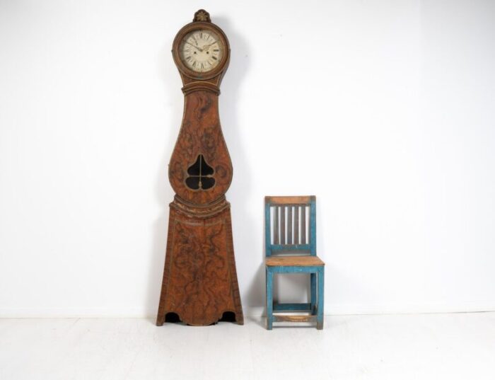 early 19th century swedish faux paint long case clock 3